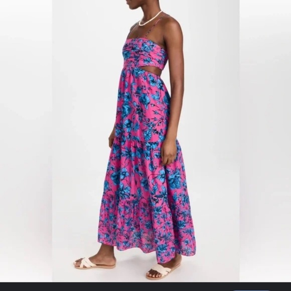 Floral Pink & Blue Playa Lucila Cutout Maxi Dress party resort spring $150 boho - Picture 5 of 8